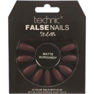 Technic Stiletto 24 False Nails With Glue - Matte Burgundy image