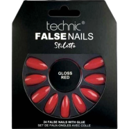 Technic Stiletto 24 False Nails With Glue - Gloss Red image