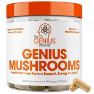 The Genius Mushroom Supplement - Lions Mane, Cordyceps, Reishi - Brain Nootropic For Energy, Focus, Overall Wellness And Immune Support - 90 Capsules -522993732 image