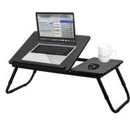 Tiltable And Foldable Double Head Laptop Table- Black Color image