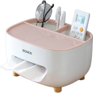 Tissue Box Cover Holder with Storage, Multi-Function ABS Organizer image