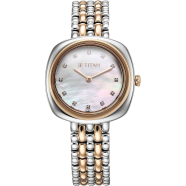 Titan Aura Quartz Analogium Mother of Pearl Dialium Stainless Steel Strap Watch for Women - 95243KM01 image