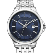 Titan Bandhan Quartz Analog with Date Blue Dial Silver Stainless Steel Strap Watch For Couple - 9401194211SM01 image