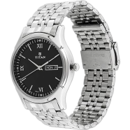 Titan Black Black Dial Metal Strap Watch image