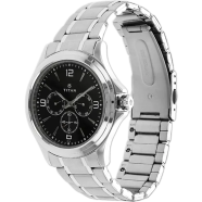 Titan Classique Black Dial Stainless Steel Quartz Mens Watch image