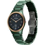 Titan Edge Bicolour Quartz Analog Green Dial And Green Ceramic Strap Watch For Men - 1696KC10 image