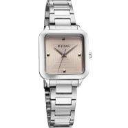 Titan Horizon Quartz Analog Pink Dial Stainless Steel Strap Watch For Women - 95297SM01 image