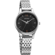 Titan Karishma Quartz Analog Black Dial Silver Stainless Steel Strap Watch For Women - 2679SM02 image