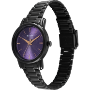 Titan Karishma Quartz Analog Purple Dial Black Stainless Steel Strap Watch For Women - 2760NM01 image