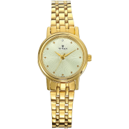 Titan Karishma Quartz Analog Silver Dial Golden Stainless Steel Strap Watch For Women - 2758YM01 image