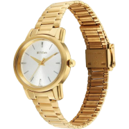 Titan Karishma Quartz Analog Silver Dial Golden Stainless Steel Strap Watch For Women - 2760YM01 image