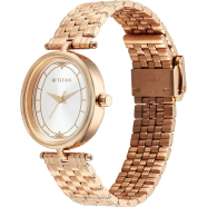 Titan Karishma Quartz Analog Silver Dial Rose Gold Stainless Steel Strap Watch For Women - 2758WM01 image