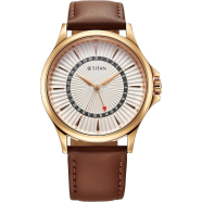 Titan Karishma Quartz Analog with Date Silver Dial Leather Strap Watch For Men - 10038WL01 image