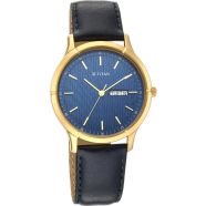 Titan Lagan Blue Dial Leather Strap Watch For Men image