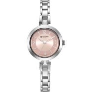 Titan Lagan Pink Dial Metal Strap Watch - 2598SM06 image