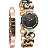 Titan Mop Round Dial Rose Gold Strap Watch For Woman image