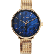 Titan Neo Analog with Day and Date Mother Of Pearl Dial Rose Gold Color Stainless Steel Strap Watch For Women - 2763WM01 image