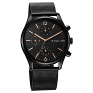Titan Neo Black and Gold Quartz Analog with Day and Date Black Dial Stainless Steel Strap Watch for Men - 1805NM05 image