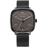 Titan Neo Curve Quartz Multifunction Anthracite Dial Black Stainless Steel Strap Watch for Men  - 1885NM01 image