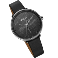 Titan Neo Quartz Analog with Day and Date Black Dial Leather Strap Watch For Women - 2763QL01 image