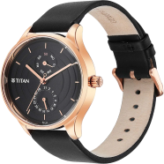 Titan Neo Workdays Black Dial Leather Strap Watch - 2670WL07 image