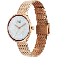 Titan Raga Memoirs Quartz Analog Watch for Women – Mother of Pearl Dial with Rose Gold Metal Strap (Model: 95253WM02) image