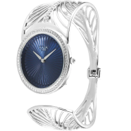 Titan Raga Silver Quartz Analog Blue Dial With Sterling Silver Metal Strap And Case Watch For Women (Large) - 95221VM01 image