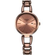 Titan Raga Viva Quartz Analog With Date Rose Gold Dial Brown Metal Strap Watch For Women image