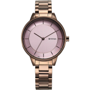Titan Razzle Dazzle Quartz Analog Pink Dial Brown Stainless Steel Strap Watch For Women - 2648QM02 image