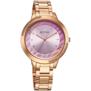 Titan Razzle Dazzle Quartz Analog Pink Dial Stainless Steel Strap Watch For Women - 2764WM01 image