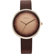 Titan Stackables Quartz Analog Brown Dial Leather Strap Watch For Women- 2718WL01 image
