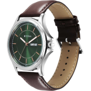 Titan Urban Green Dial Analog Leather Strap Watch for Men - 1870SL06 image