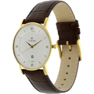 Titan White Dial Leather Strap Watch - 9162YL01 image
