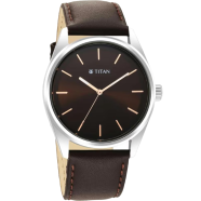 Titan Workwear Brown Dial Leather Strap Watch - 1866SL02 image