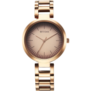 Titan Workwear Quartz Analog Beige Dial Rose Gold Stainless Steel Strap Watch for Women - 2480WM06 image