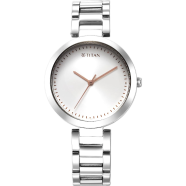 Titan Workwear Quartz Analog Silver Dial Stainless Steel Strap Watch For Women image