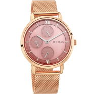 Titan Workwear Rose Gold Dial Red Stainless Steel Strap Watch - 2648WM01 image