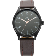 Titan Workwear Watch with Black Dial and Brown Leather Strap - 1802NL01 image