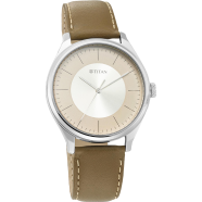 Titan Workwear Watch with Olive Grey Dial and Leather Strap - 1802SL09 image
