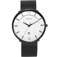 Titan Workwear Watch with White Dial and Stainless Steel Strap - 1849NM01 image