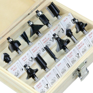 Tolsen 12pcs Carbide Router Bit Set With Wood Case Box (1/4inch ) image