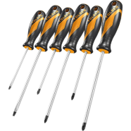 Tolsen 6Pcs Anti-Slip Grip Magnetized Flat Phillips Pozidrive Screwdriver Set image