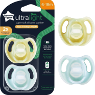 Tommee Tippee Ultra-Light Silicone Soother, Symmetrical Orthodontic Design, BPA Free 6-18 Months , Set of 2 image
