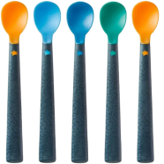 Tommee Tippee Softee Weaning Spoons 5pcs Set for 4M Plus Babies with Bacshield Antibacterial Technology and Long Anti-Slip Handles image