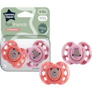 Tommee Tippee Soothers Fun Friends Orthodontic BPA Free 6-18 Months Assorted Colour, Set of 2 image