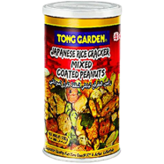 Tong Garden Japanese Rice Cracker Mixed Coted Peanuts Tall Can - 150gm - TGJRC0150C