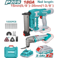 Total TOSLI24021 Li-ion Cordless Nailer Plus Multif Unction Tool (20V) 2 Pcs image