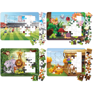 Town Store Mixed Series 1 - 24 Pcs Jigsaw Puzzles Duplex Paper Board for Kids Educational Brain Teaser Boards Toys (4 Packs)