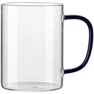Transparent Glass Mug With Colored Handle Blue (Copy) image