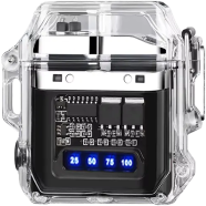 Transparent USB Rechargeable Dual Arc Lighter – 3-Mode COB LED Flashlight, IP56 Waterproof image